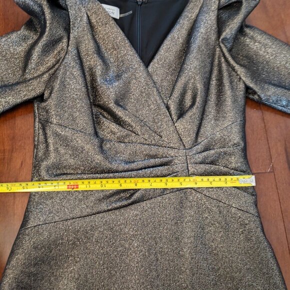 Rickie Freeman Teri Jon women's gold puff sleeve dress in size 8 - Picture 8 of 8